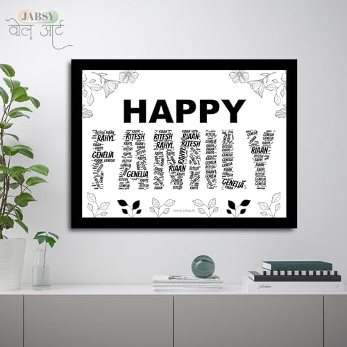 Image of JABSY Personalised Couple Framed Print for Living Room Bedroom Office Gift for Engagement Wedding Birthday Anniversary Love Speical Gift (Family-BW)