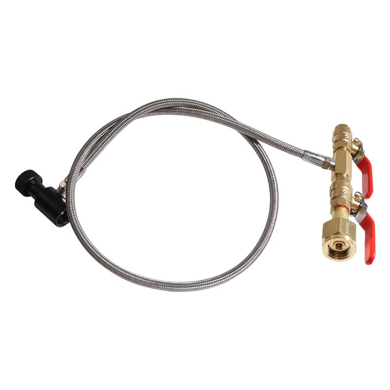 TUXING CO2 PCP Refill Adapter Filling Station Connector Kit, CGA320 and G1/2-14 CO2 Dual Valve Bottle Refill Station with 36 inch Braided Hose for CO2 Tanks