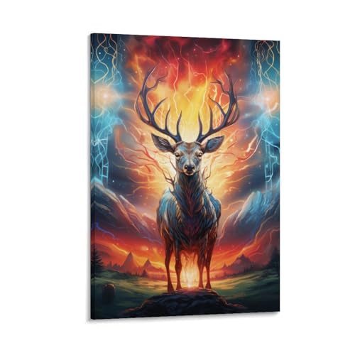 Peintures sur toile Elk pour décoration de la maison : tableau moderne 30x45cm
