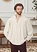 PROCOS Mens Medieval Undershirts Pirate Viking Loose Shirt Vampire Renaissance Linen Tunic Shirts Lace-Up V-Neck Costume (L) Beige