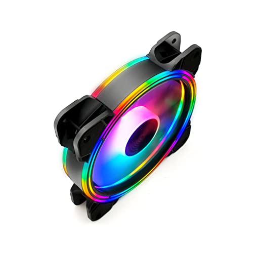 WUUISDNX DC 12V 12cm RGB Gaming Computer Case Fan Colorful Light Reducción de ruido A prueba de golpes 4pin Ventiladores de refrigeración 1200RPM Cooler Disipador de calor