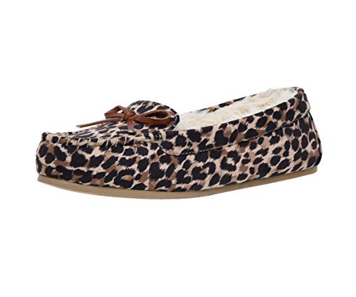 Cushionaire Women's Sabina Moccasin Slipper +Memory Foam , Brown 8.5