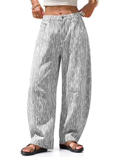 Image of EXLURA Womens Barrel Jeans Wide Leg Y2K Boyfriend Denim Pants Hip Hop Vintage Baggy Jeans Cotton Mid-Low Elastic Waist Pants