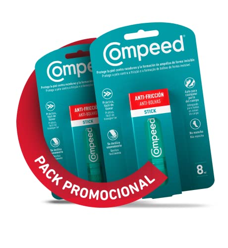 COMPEED Stick Anti-fricción, Tratamiento de Pies Fricción y Ampollas, Pack 2 x 8 ml