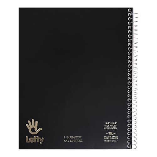 Roaring Spring Lefty Spiral Notebook, Wide Ruled One Subject...