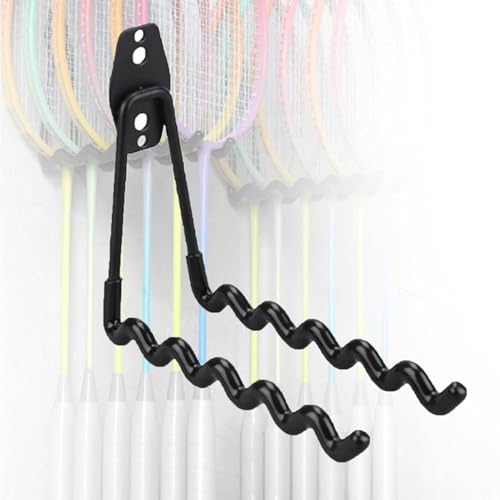 Tennis Racket Storage Rack,Wall Mounted Tennis Racket Display Rack, Badminton Racket Holder Hold 6 Racks, Bat Tennis Racket Mount for Badminton Rackets Tennis Rackets Table Tennis Rackets