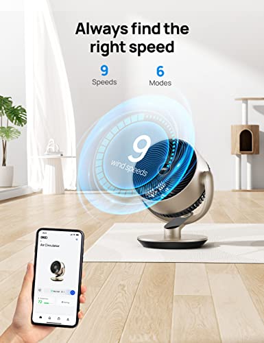 Image of Dreo Smart Fans for Home Bedroom, 16 Inch, Air Circulator Fan with Remote /WiFi /Voice Control, 25dB Quiet DC Room Fan, 120+90 Oscillating Fan, 6 Modes, 9 Speeds, 12H Timer, Works with Alexa /Google