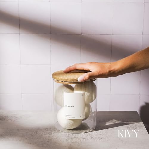 KIVY Waschmittelbox Glas mit Etiketten [2x 2000ml] Pods & Waschpulver Aufbewahrung Glas - Waschpulver Behälter für Waschpulver Aufbewahrungsbox Waschküche - Waschmittel Spender Waschraum Organizer
