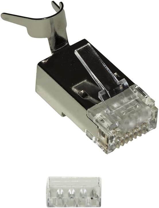 LINK Pack of 10 Shielded Plugs 8 Pin RJ45 for Cable Up to 1.5 MM2 Cat 5E, 6, 6A and 7 with Insert for Solid or Flexible Cable