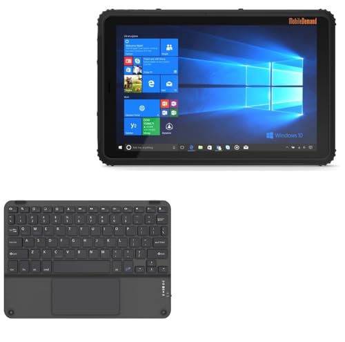 BoxWave Keyboard Compatible with MobileDemand T1540 Rugged Tablet - SlimKeys Bluetooth Keyboard with Trackpad, Portable Slim TouchPad - Jet Black