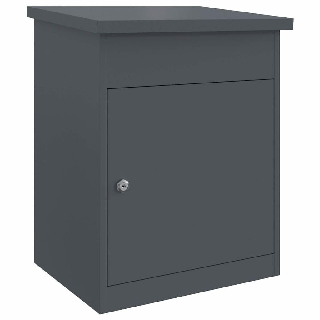 vidaXL Parcel Drop Box with Storage Anthracite 47.5 x 38 x 59 cm Steel, Secure Parcel Box, Waterproof Materials, Contemporary Design, Outdoor Mailbox, Storage Solution for Packages, Garden Decor