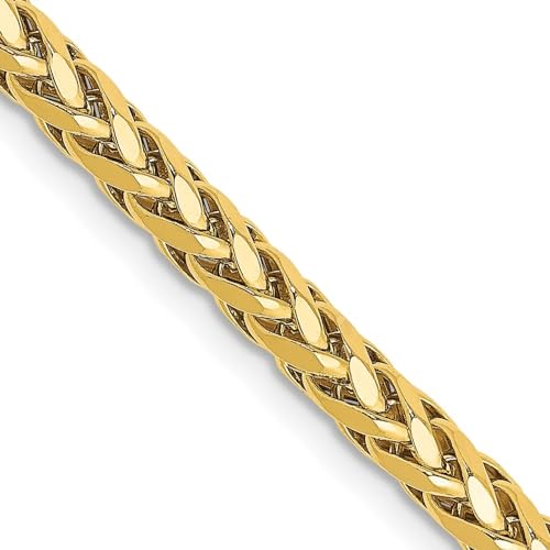 Diamond2Deal 14k Yellow Gold 3.1mm Spiga Wheat Chain Necklace 20