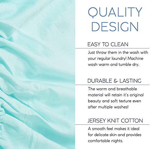 2 Pack Jersey Crib Sheets Set, Stretchy Jersey Knit Crib Fitted Sheet For Boys And Girls, Size 28 X 52 In, Baby Sheets Fit Standard Crib And Toddler Bed (Aqua Grey) #TOP2