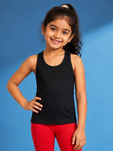 Image of KiddoPanti Girls Chest Printed Sleeveless Rib Racer Back Tank Top