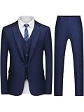 QUELDRA Anzug Herren 3 Teilig Slim Fit 1 Knopf Business Formell