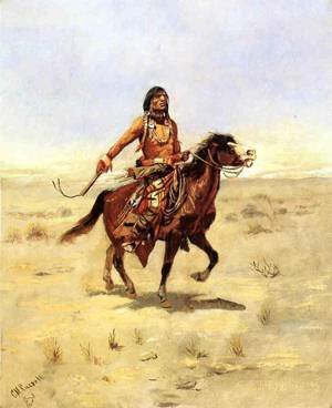 Peinture à l'huile Indian Rider Charles Marion Russell toile