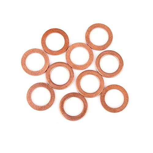 X AUTOHAUX 10pcs Copper Washer Flat Sealing Gasket Ring Spacer for Car 12 x 17 x 1.5mm