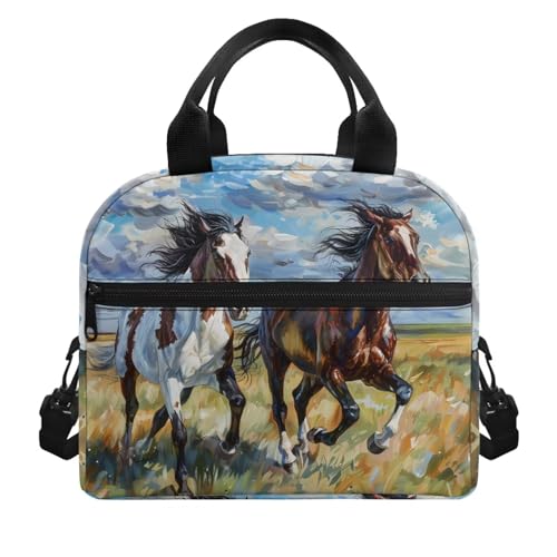 Bivxisrvo Oil Painting Horse Print Lunch Cooler Bag