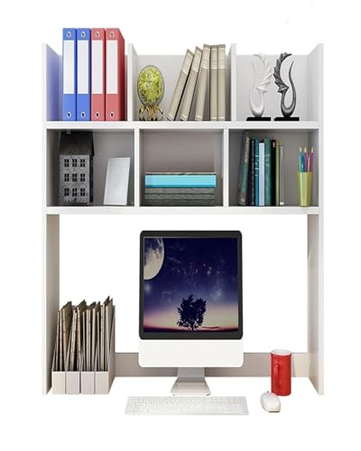 SXZenSpace Estantería Blanca para Escritorio, Estante para Ordenador, pequeña estantería para Libros, Estante de Almacenamiento, Estante de Oficina Sencillo Adecuado para Escritorio