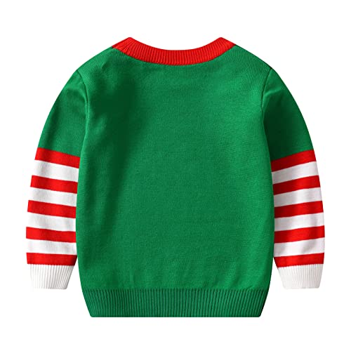 EnJoCho Toddler Boys Girls Christmas Cartoon Dinosaur Santa Prints Sweater Long Sleeve Warm (Green, 3-4 Years)2