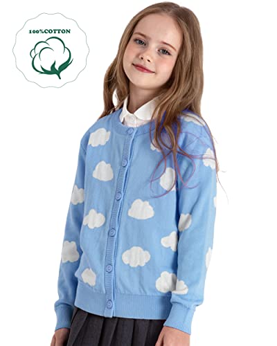 BOBOYOYO Girls Cute Cardigan 100% Cotton Girls Button Up Sweater Long Sleeve Kids Knit Cardigan Crewneck Casual Kawii Clothes3