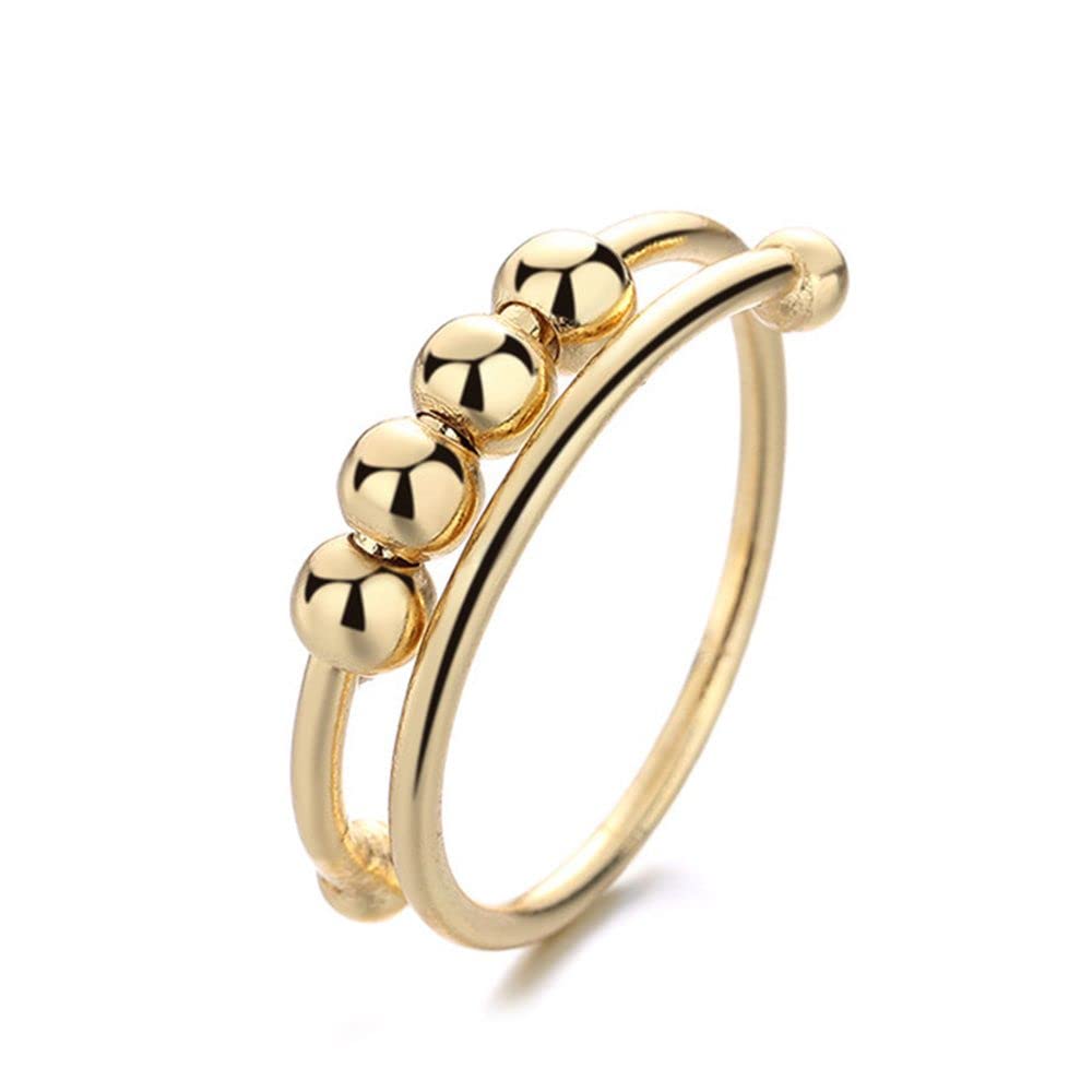 Amazon.com: Adjustable Rings Antistress Anxiety Ring Gold Anxiety Ring ...