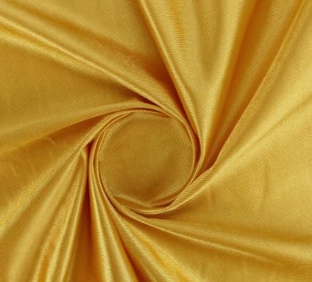 Tela Rasete con brillo 100% Poliéster, Liso, 150 cm de Ancho,utilizada en carnaval y adecuada para decoraciones Disfraces, manualidades, (ORO, 1 METRO)