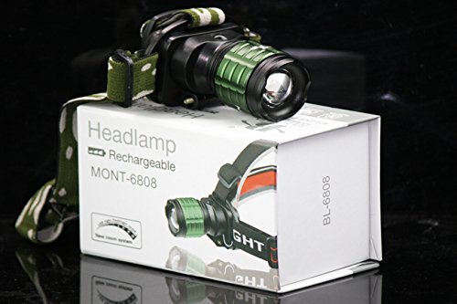 CursOnline Torcia LED Frontale da Testa by Bailong BL-6808 con Zoom Potentissima LED Bianco di Nuova Generazione MOD. LED CREE XR-E Q5 800 Lumens