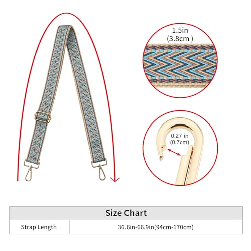 Image of ZOOEASS Wide Shoulder Strap Adjustable Replacement Belt Guitar Style Crossbody Bag Handbag Strap Multicolor Canvas Straps(Wide:1.5in)(Color17)
