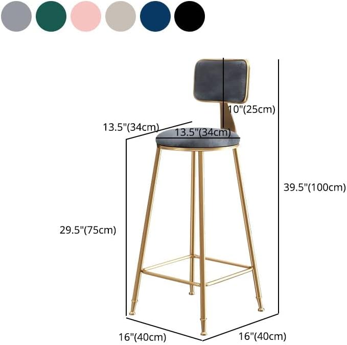 Miniatura 3 de CraftThink Taburete moderno para mostrador, taburete de bar sin brazos glamoroso, taburete de hierro para el hogar con cojín y pedal, taburete de