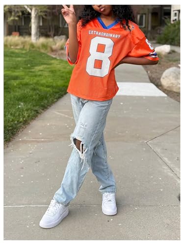 Floerns Girl's Jersey Shirts Number Print V Neck Oversized Streetwear Y2k T Shirts4