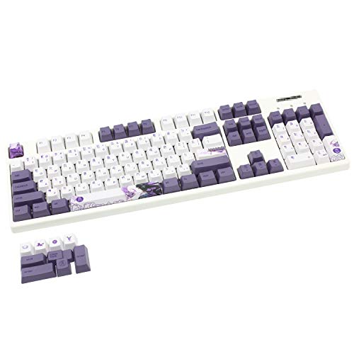 (Only Keycaps) 104 PBT 5-Sided Dye-subbed Full Keycaps Set OEM Profile for MX ANSI Mechanical Keyboard 108 104 87 61 TKL (Purple Tang Dynasty)
