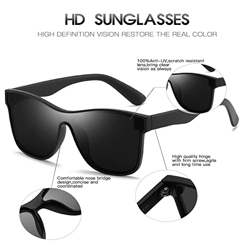 Image of DUBERY Fashion Polarized Sunglasses for Women Men 100% UV Protection Trendy Siamese Lens Shades D8030
