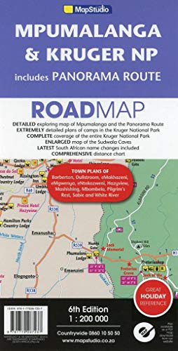 Mpumalanga & Kruger National Park includes panorama route road map