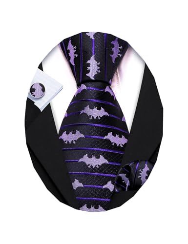 Barry.Wang Fun Animal Ties for Men Designer Handkerchief Cufflink WOVEN Casual Necktie Set Festival