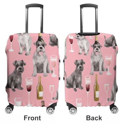 Schnauzer Elastic Luggage Cover Suitcase Protector for 19-32 Inch Suitcases | Universal Stretchable Travel Bag Cover | Anti-Scratch, Washable with Zipper Closure S3