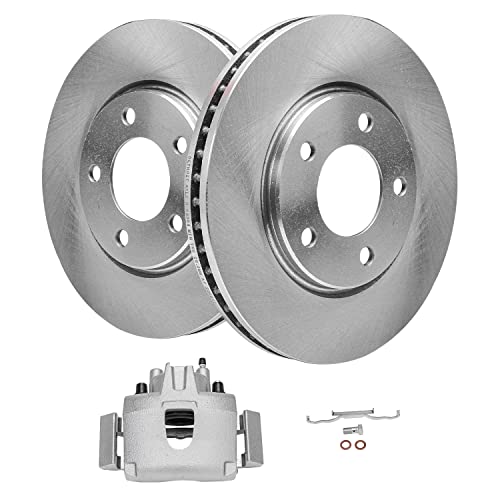 Image of Detroit Axle - Front Disc Rotors Driver Side Brake Caliper Replacement for 2001-2007 Dodge Grand Caravan Chrysler Town & Country - 3pc Set