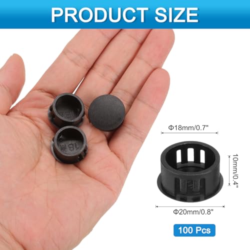 Image of uxcell 100pcs Nylon Plastic Hole Plugs, 5 /7 inch(18mm) Round Drill Screw Hole Plugs Covers Knockout Locking Plastic Plugs Insert End Caps for Kitchen Cabinet Furniture, Black