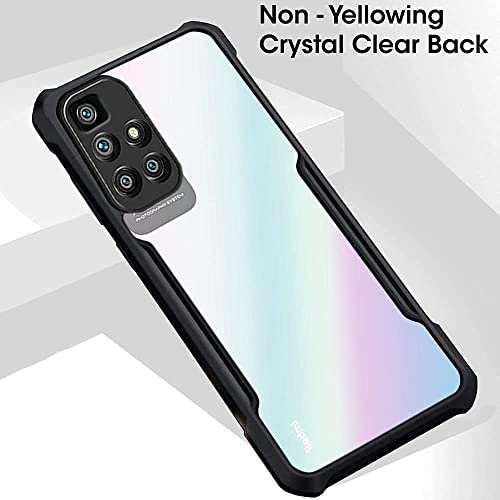 Image of Designerz Hub Case Transparent Crystal Clear Hard PC Back Case with TPU Bumper, Military-Grade Drop Protection, Shockproof Anti-Scratch case Cover for Redmi 10 Prime - Black