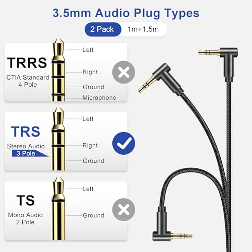 Cable Auxiliar 3.5 mm macho a macho, pack x2 miniatura 3