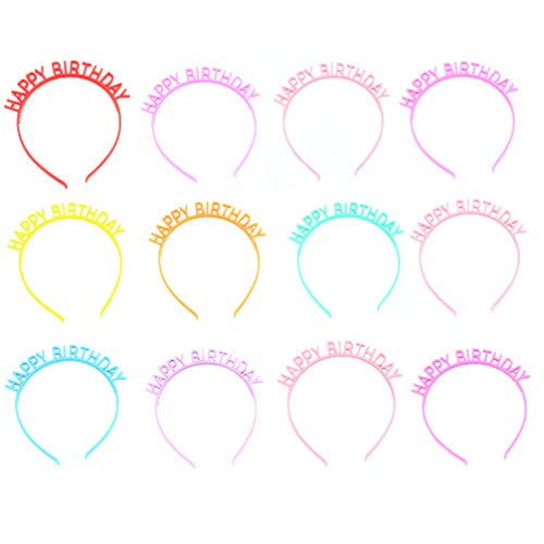 Bandeaux colorés anniversaire enfants lot de 12 Pretyzoo serre-têtes de fête