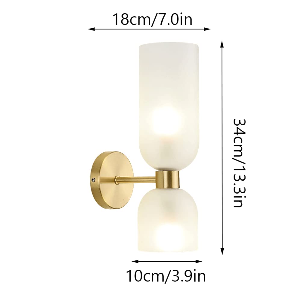 Apliques de pared for interiores, lámpara de pared de cobre for pared de fondo de TV for sala de estar simple, luces de pared de tubo de vidrio luminosas for pasillo, dormitorio, mesita de noch