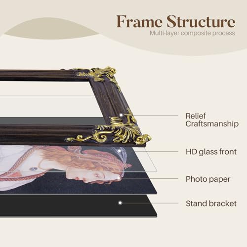 10 Pack Vintage Wall Decor, 5x7 Gold Picture Frames Antique Resin Gallery Wall Frame Set with Wall Shelf & Sculptures, Collage Photo Frames for Wall/Tabletop Display, Ornate Home Decor