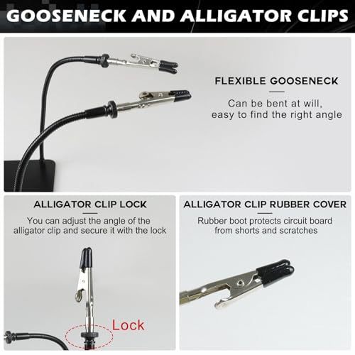 Image of XYK Helping Hands Soldering Station with 3X Magnifying Glass, 4 Flexible Helping Hand Arms Magnifier and Third Hand Soldering Tool for Electronic Repair Soldering Jewelry Crafts