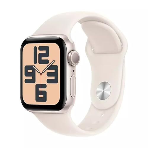 Apple Watch SE (2nd Gen) [GPS 40mm] Smartwatch with Starlight Aluminium Case with Starlight Sport Band S/M. Fitness and Sleep Trackers, Crash Detection, Heart Rate Monitor, Retina Display (Renewed)