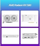 MOUGOL AMD Radeon RX 580 Gaming Graphics Card, 8GB 2048SP GDDR5 256-Bit, Dual Fan Cooling, DP/HDMI/DVI Video Output, PCI Express X16 3.0, Computer GPU Support Windows 11/10/7 Desktop PC