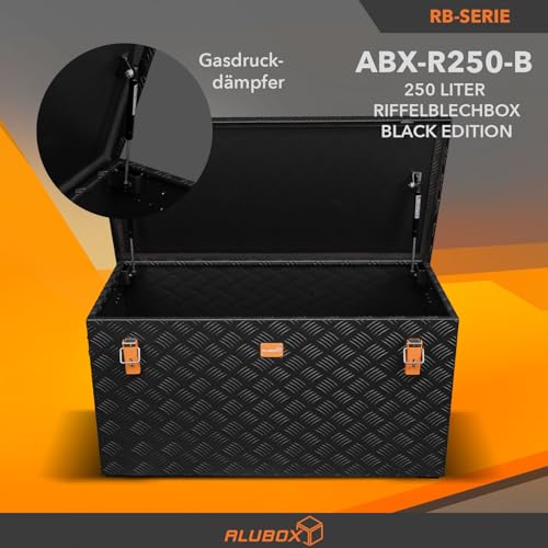 Alubox STRONG - BLACK EDITION ABX-R250 Aluminium Transportkiste aus 3mm Riffelblech 250 Liter in schwarz