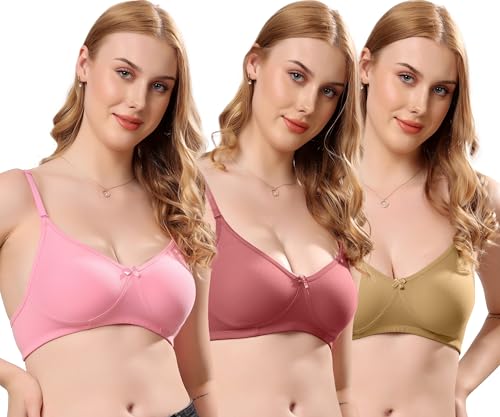 Image of London Hills Regular Bra for Women Everyday Non Padded Wire Free Mid Coverage Cotton Blend