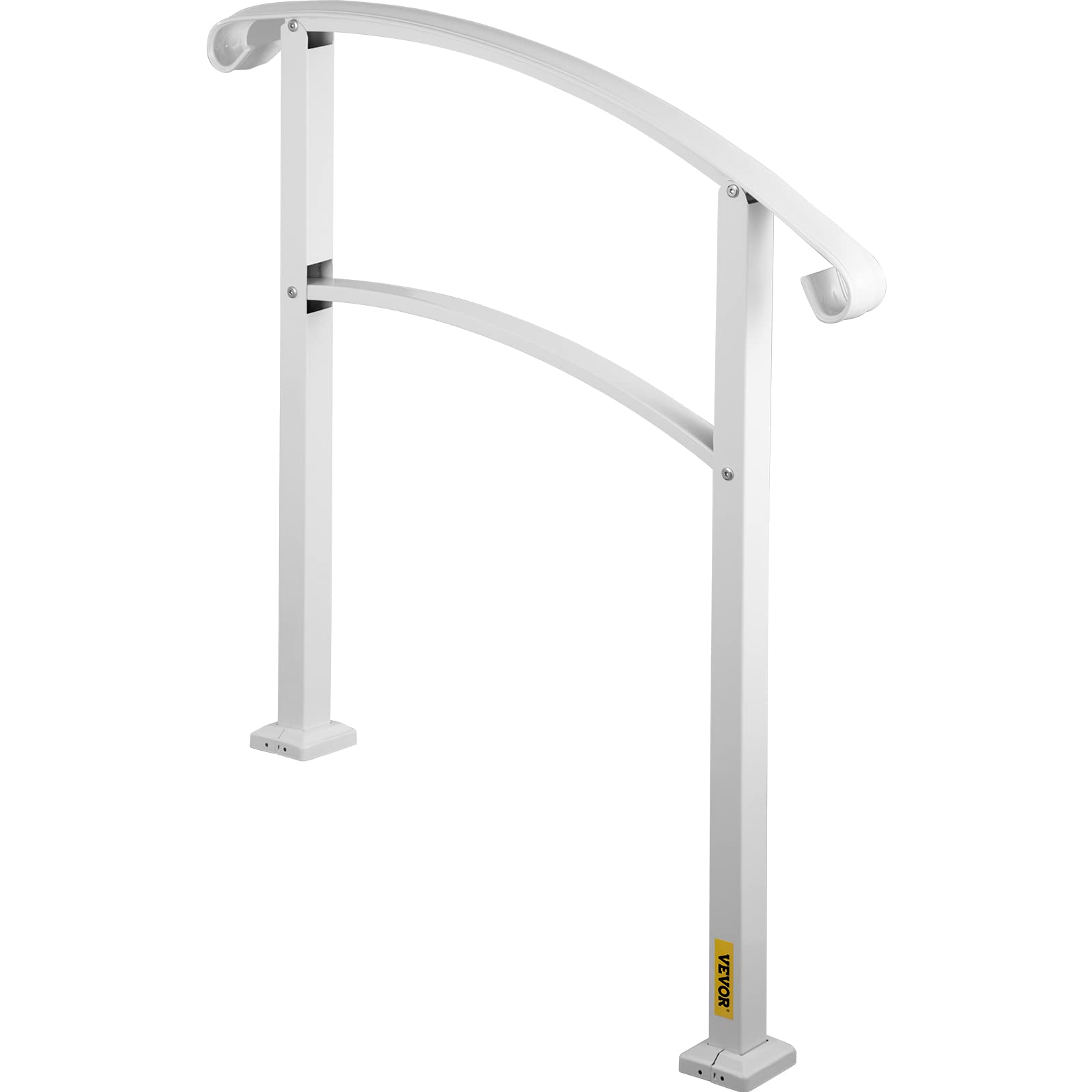 VEVOR Rampe d'Escalier pour 3 Marches Extérieures Main Courante Escalier en Fer Forgé Hauteur Maximale des Marches 52,5 cm Rampe Extérieur pour Porche, Marches en Béton, Brique, Jardin, Hôtel, Blanc