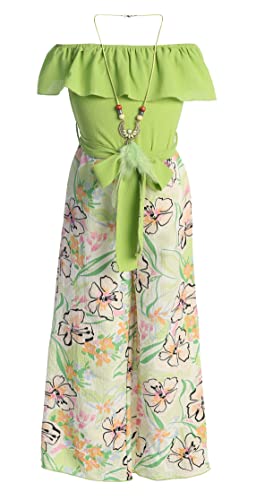 Image of iGirlDress Girls Wide Leg Off Shoulder Elegant High Waist Rompers Palazzo Pants Trousers Jumpsuits USA 4-14